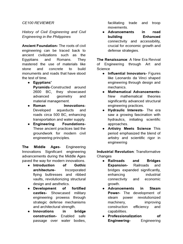 Ce100 Reviewer | PDF | Engineering | Civil Engineering