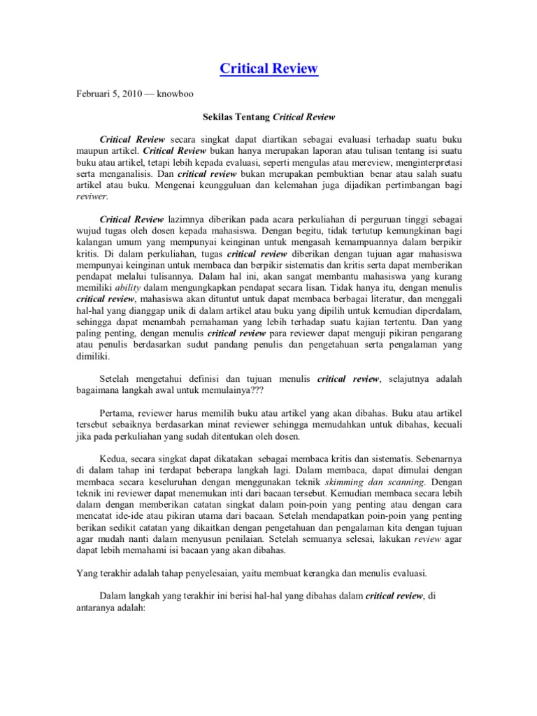 Langkah Critical Review