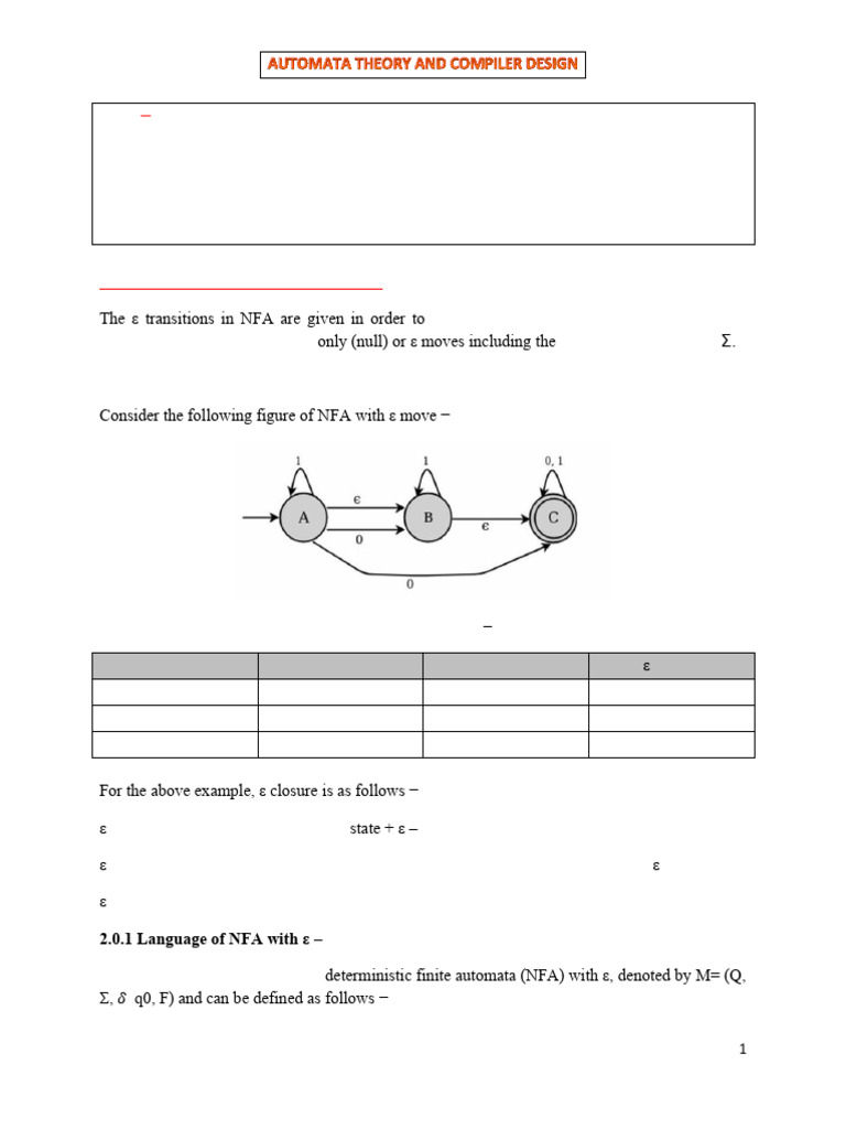 NFA with Epsilon Transitions Explained | PDF | Theoretical Computer ...