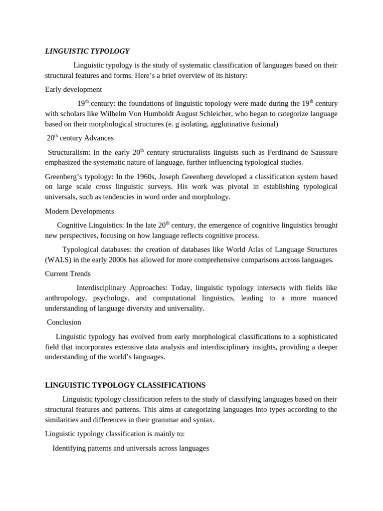 LINGUISTIC TYPOLOGY | PDF | Morphology (Linguistics) | Linguistics
