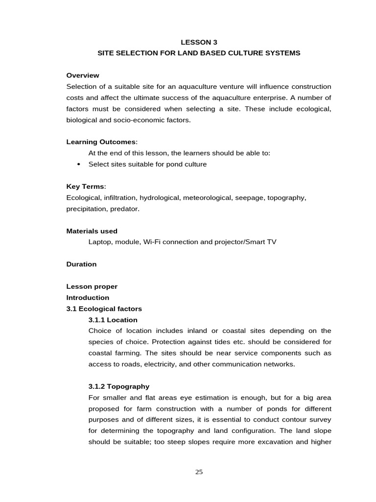 Site Selection for Aquaculture Success | PDF | Discharge (Hydrology ...