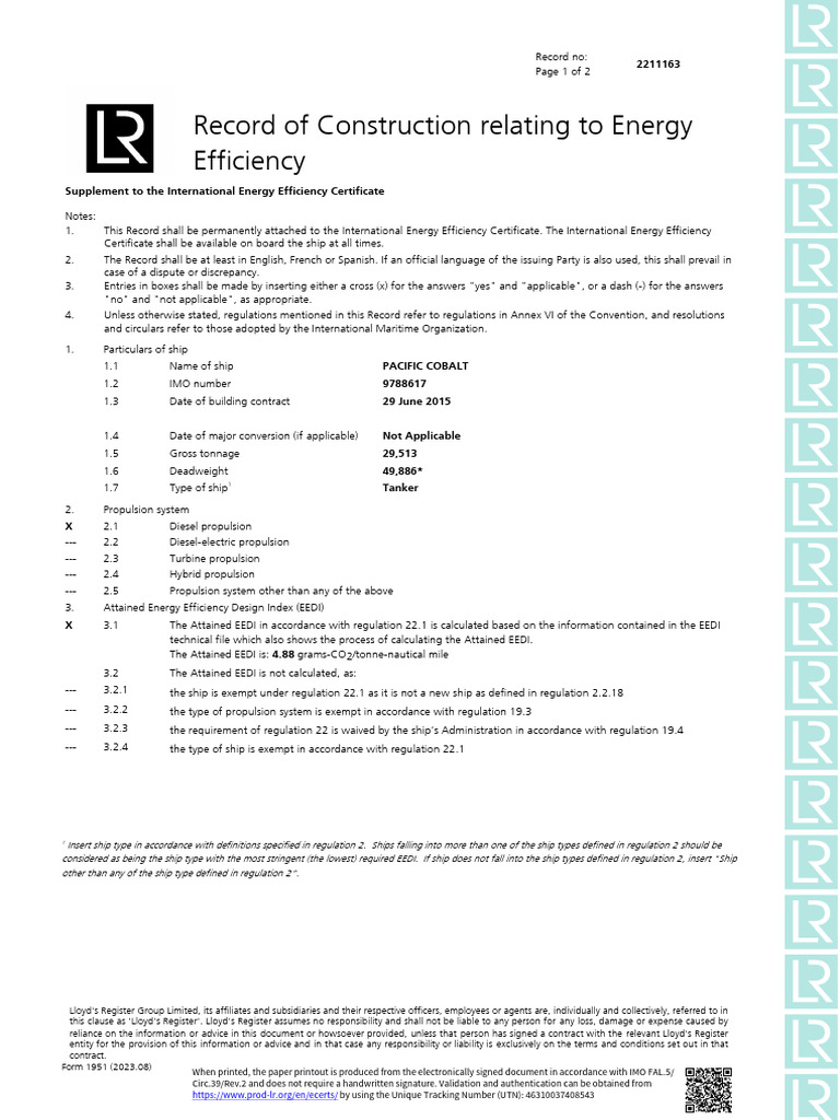 Energy Efficiency Construction Record | PDF