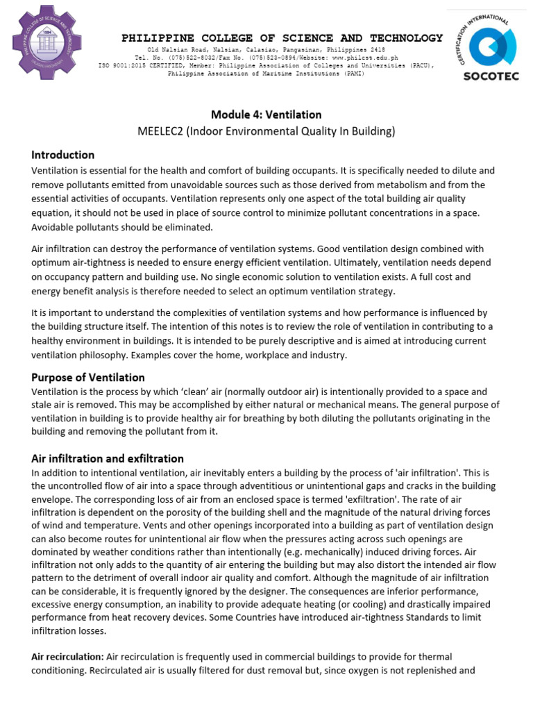 Module 4 0 Intro Ventilation Pdf Ventilation Architecture