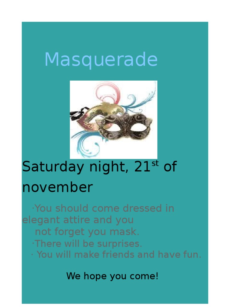 Elegant Masquerade Party Invitation | PDF