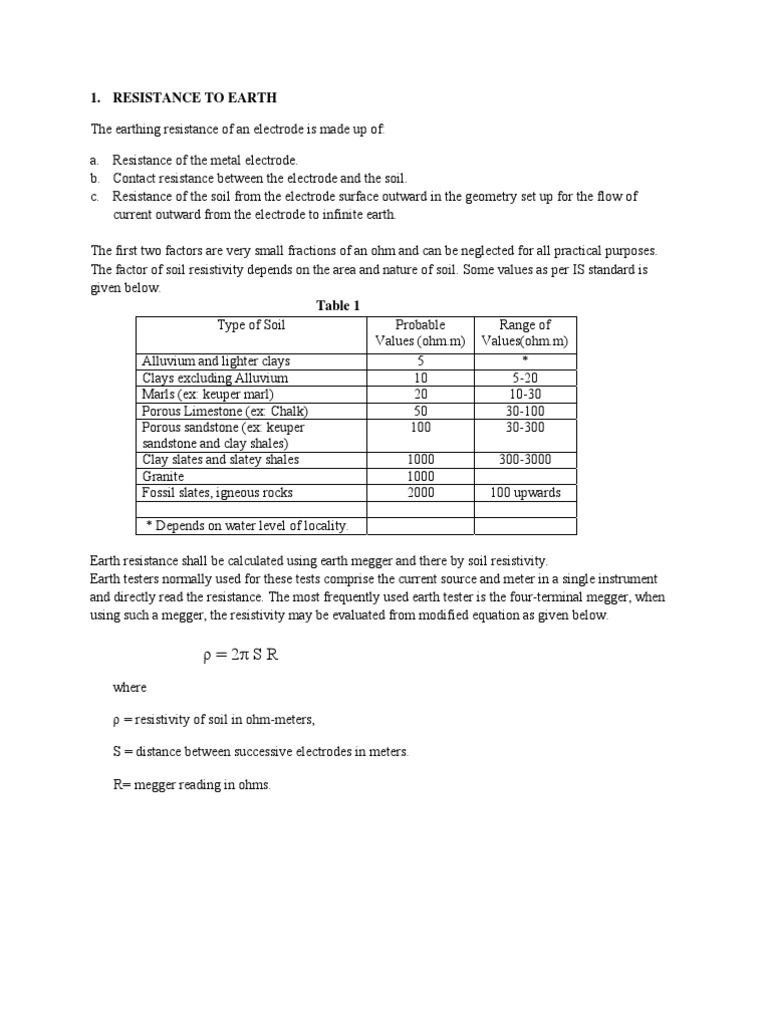 Report For Earthing PDF Electrical Resistivity And Conductivity