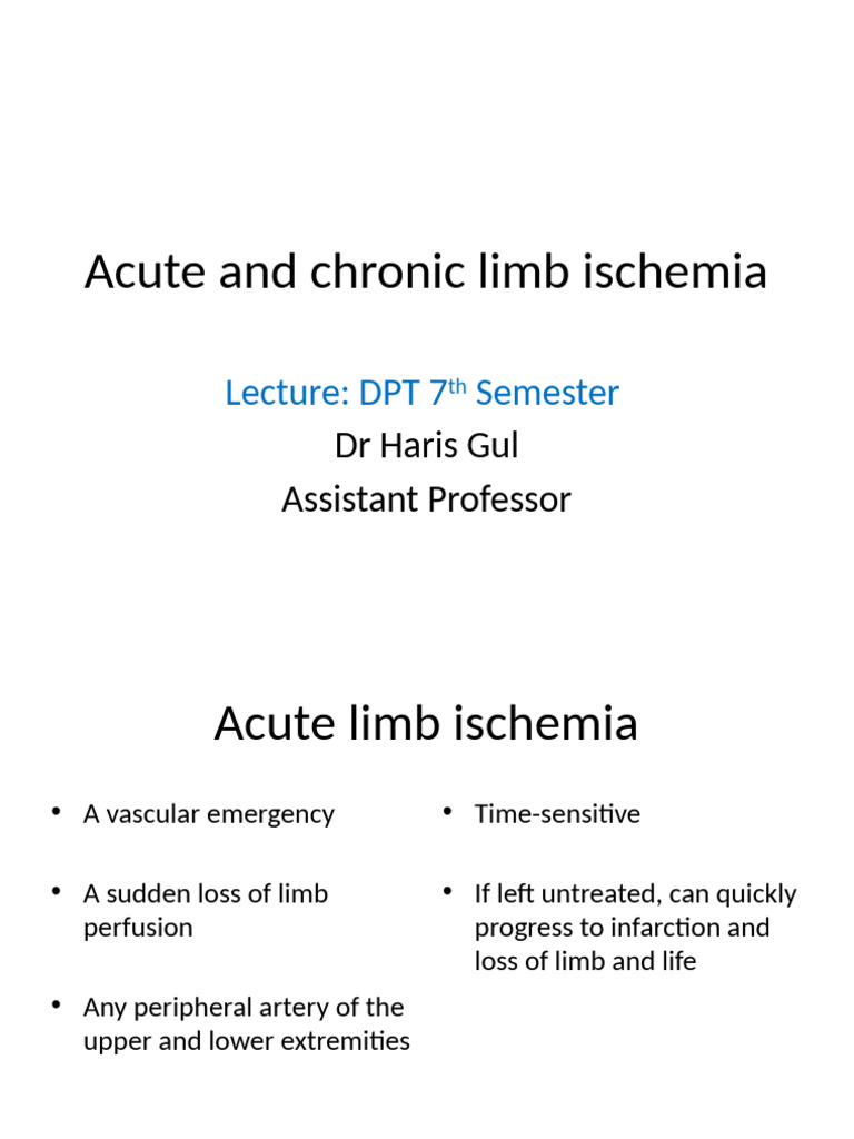 Acute and Chronic Limb Ischemia | PDF | Ischemia | Clinical Medicine