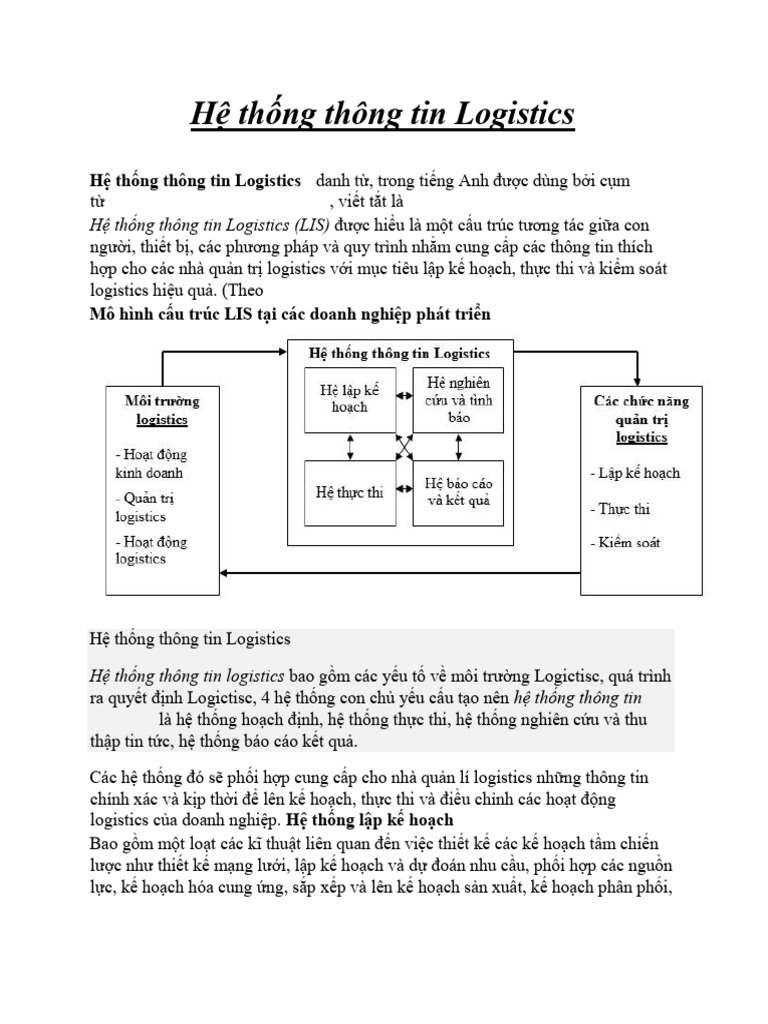 NPH He Thong Thong Tin Logistics | PDF