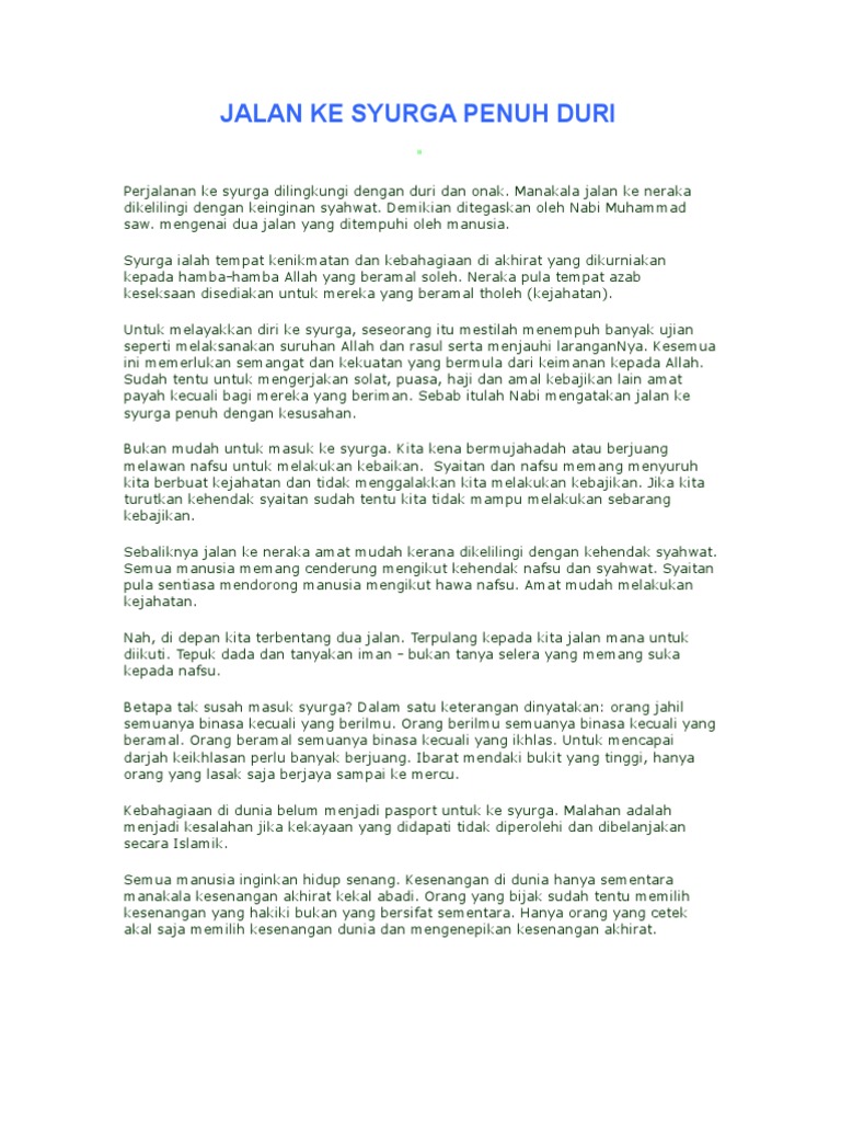 Jalan Ke Syurga Penuh Duri Pdf