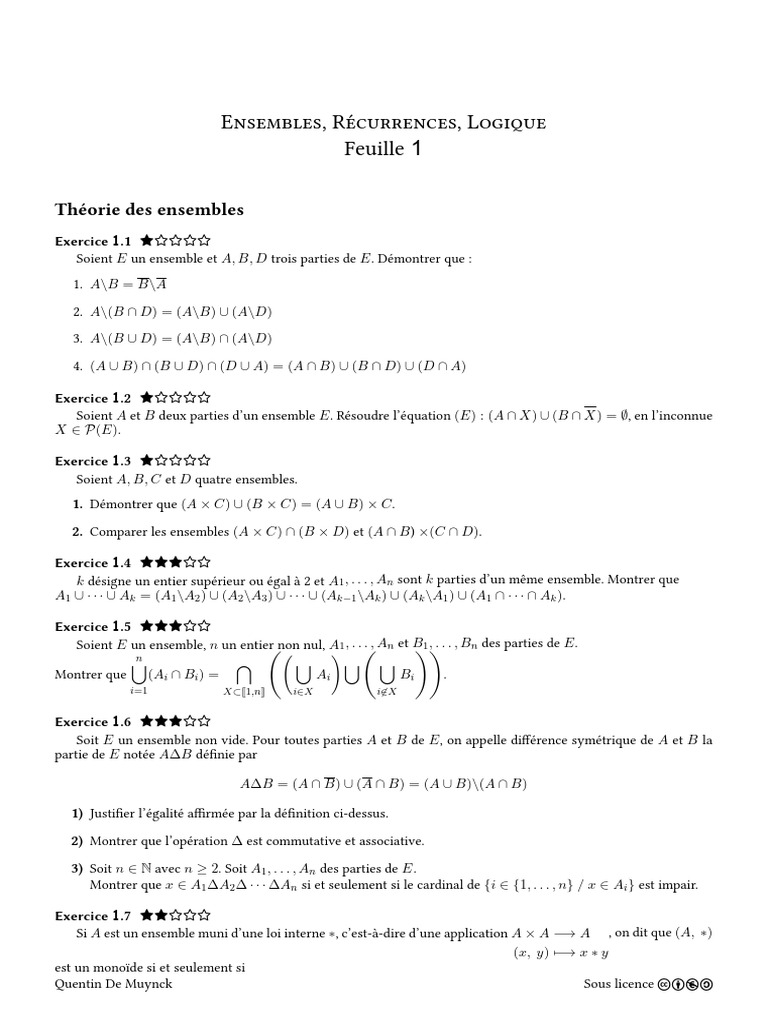 TD Analyse 1 | PDF | Ensemble vide | Inclusion (mathématiques)