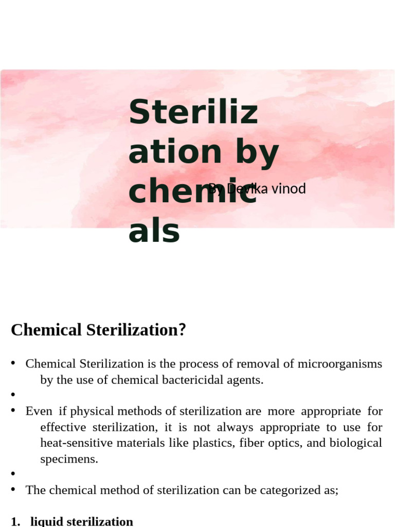 Chemical Sterilization Methods Explained | PDF | Sterilization ...