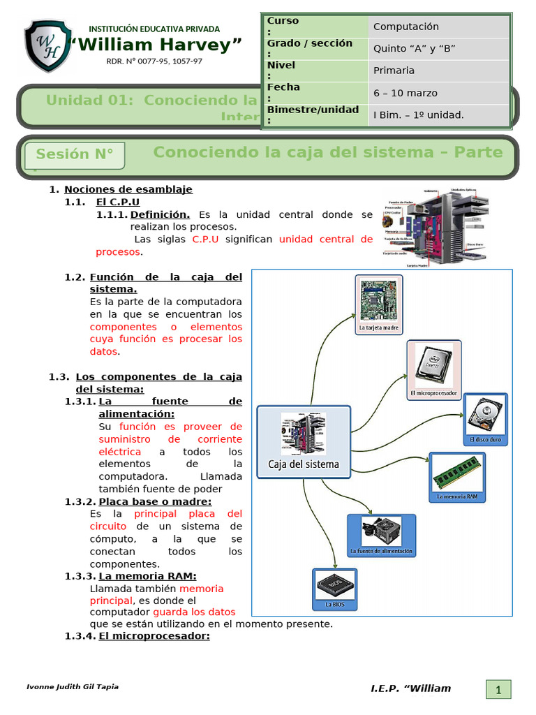 Sesión 01 - Quinto Grado | PDF | Almacenamiento de datos de la ...