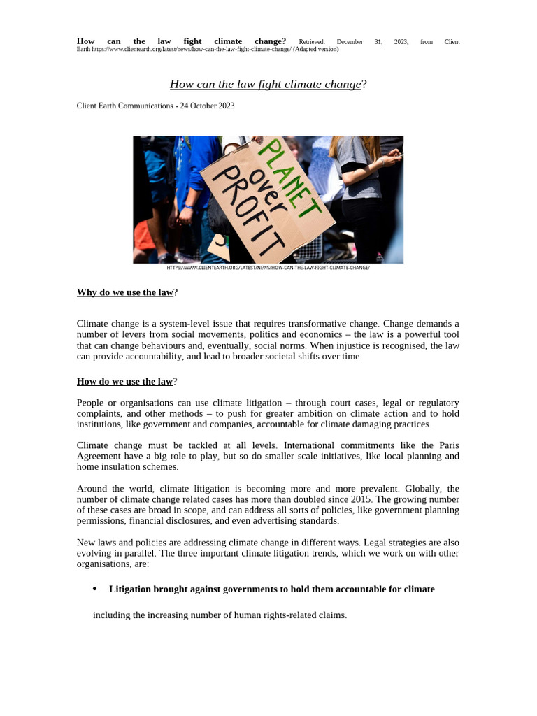 (A2) - 2024 - Abogacia - How Can The Law Fight Climate Change | PDF ...