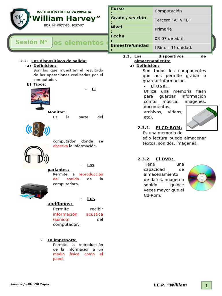Sesión 03 - Tercer Grado | PDF | Hardware de la computadora ...