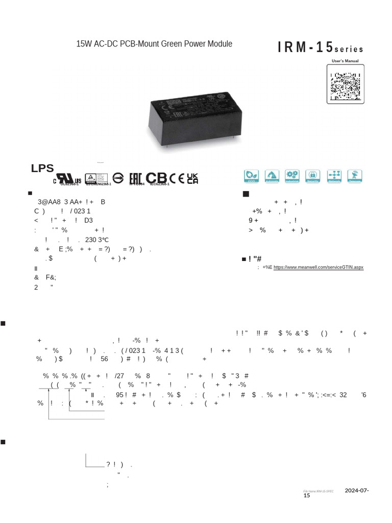15W AC-DC PCB-Mount Power Module | PDF