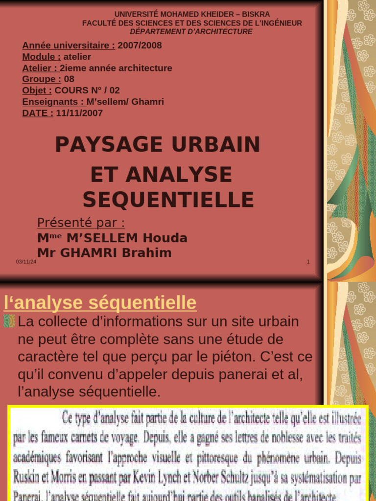 Analyse séquentielle du paysage urbain | PDF