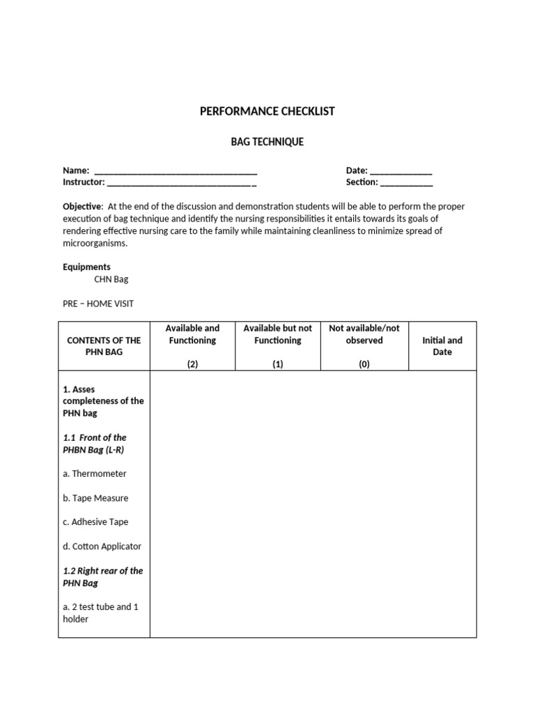 CHN Checklist | PDF
