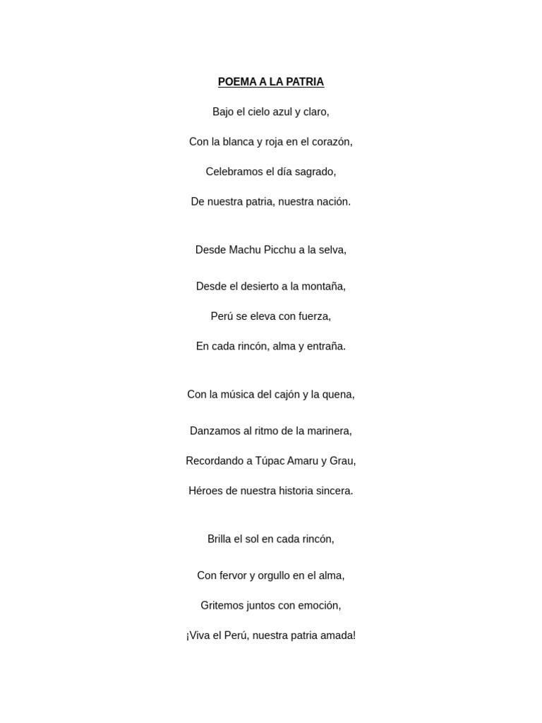 Poema a la Patria Peruana | PDF | Poesía