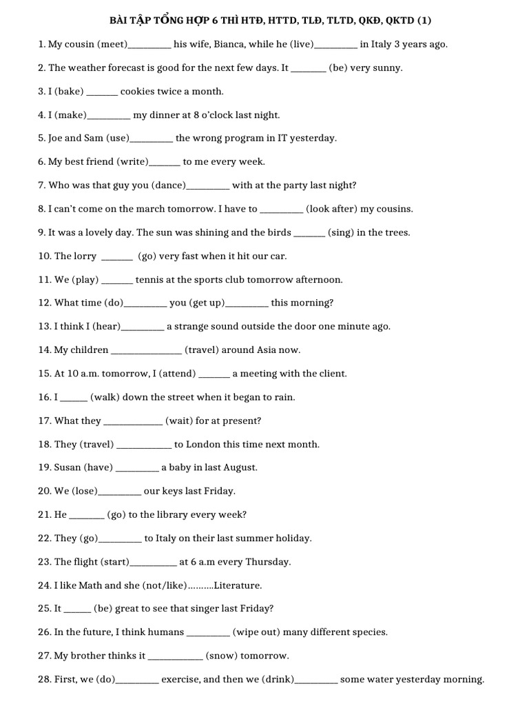 English Tenses Practice Exercises | PDF