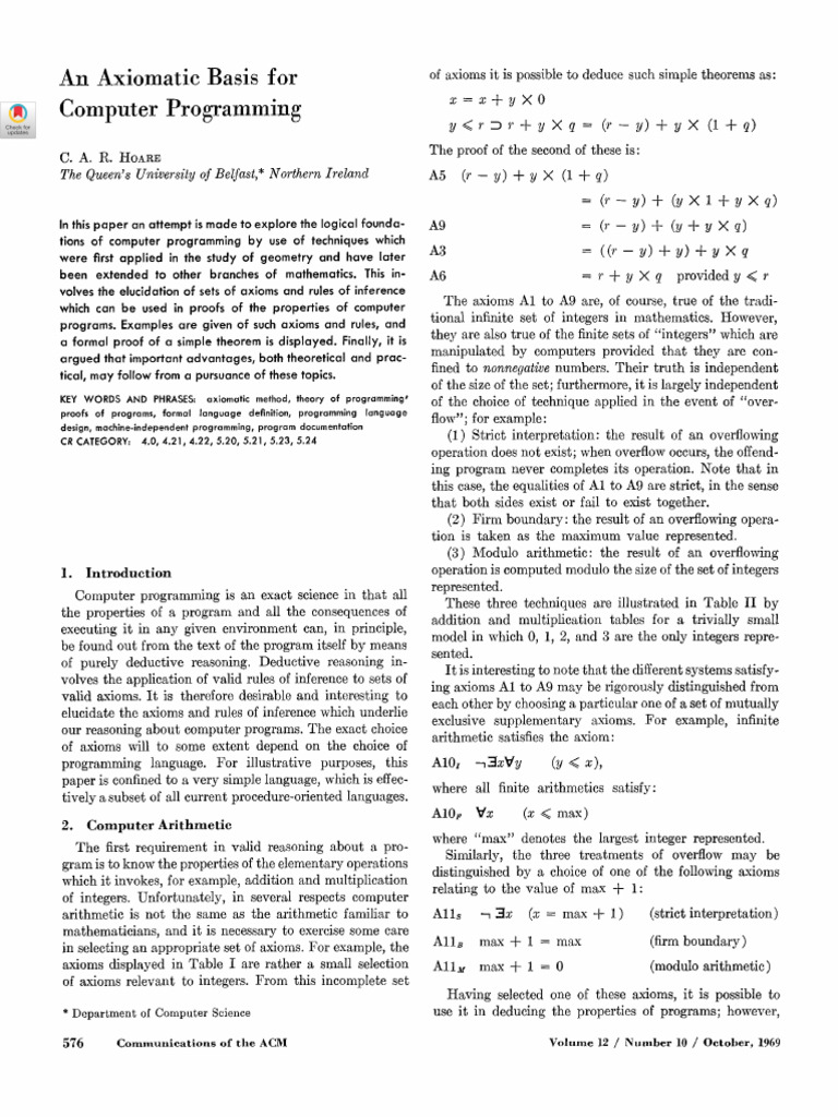 Axiomatic Foundations of Programming | PDF | Axiom | Syntax (Logic)