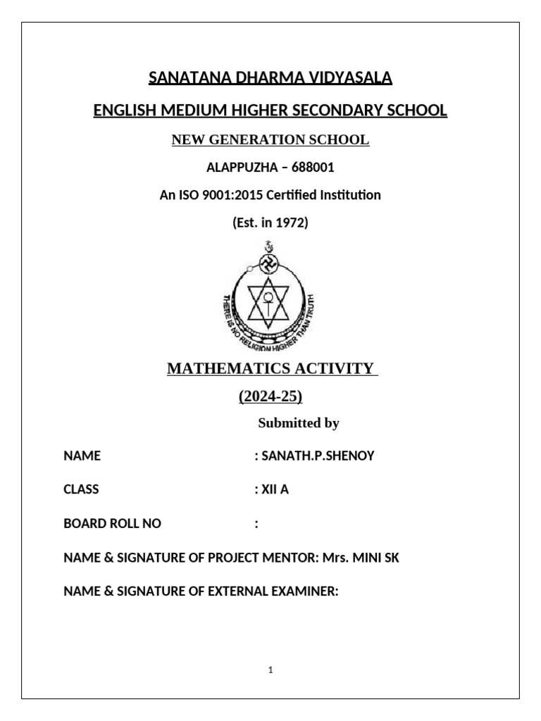 Maths Activity (2024-2025) XII A | PDF | Function (Mathematics ...