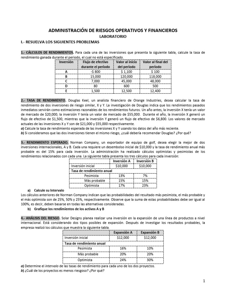 Análisis de Riesgos y Rendimientos Financieros | PDF | Desviación ...