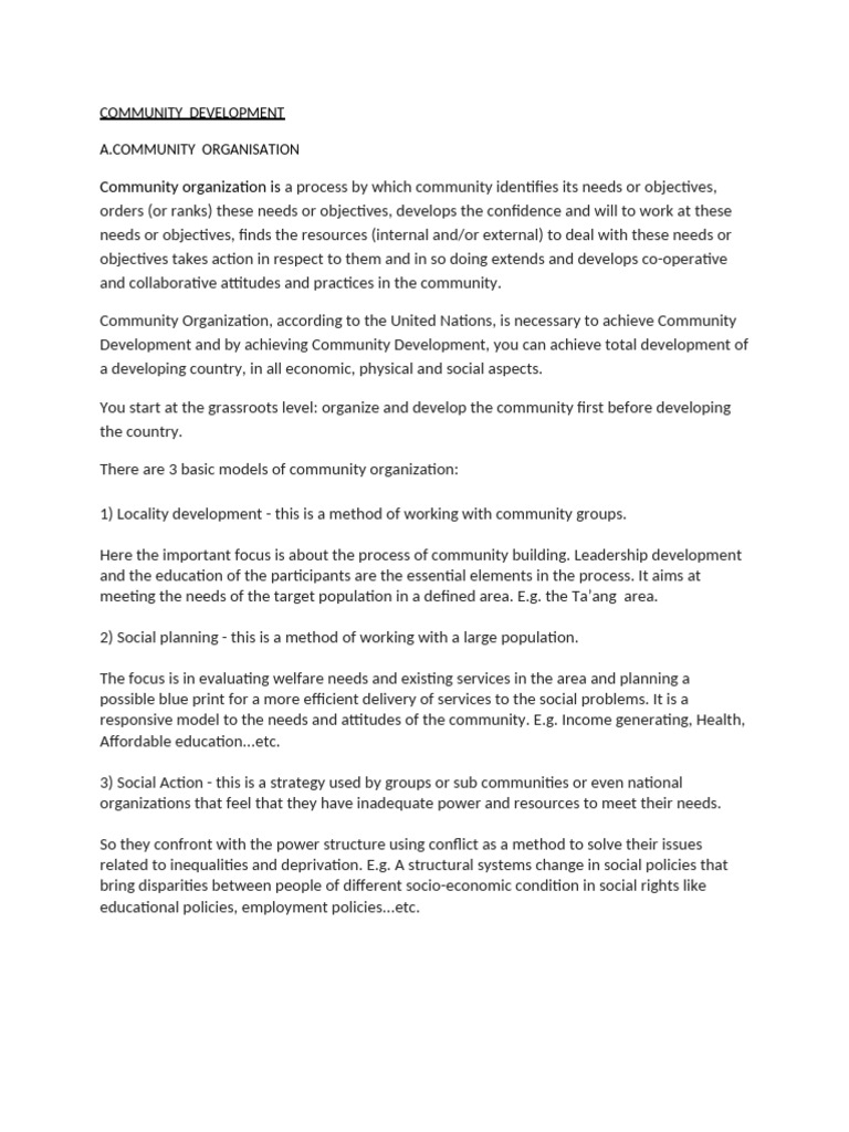 Community Development Pdf Goal Community