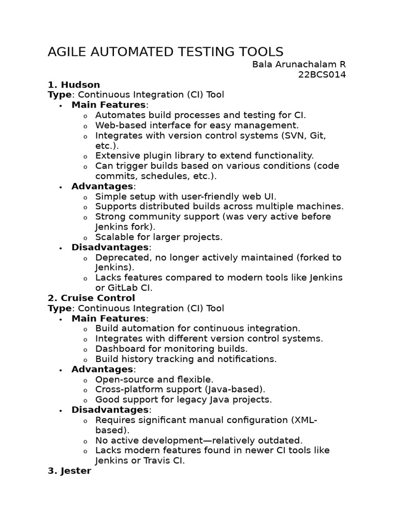 Overview of Agile Testing Tools | PDF | Computing | Information Technology