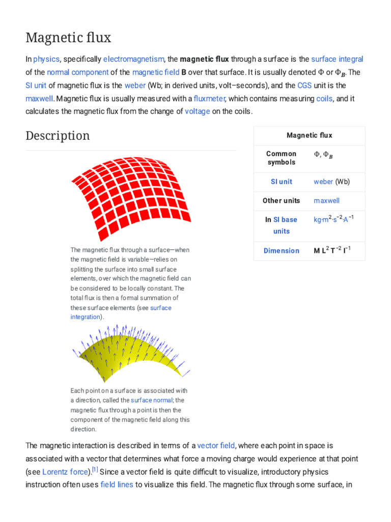 Magnetic Flux - Wikipedia | PDF | Magnetic Field | Flux
