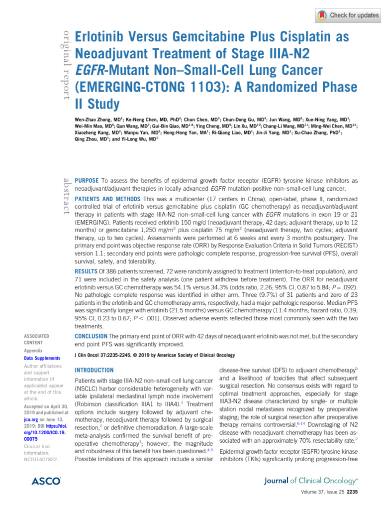 Zhong Et Al 2019 Erlotinib Versus Gemcitabine Plus Cisplatin As ...