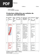 Planificare Pe Unitate de Invatare CL A VIII-A AUTORITATEA