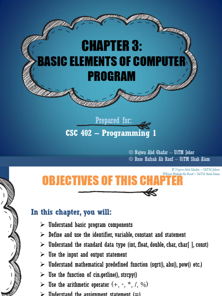 Chapter 3-Basic Elements of Computer Program | PDF | Boolean Data Type ...