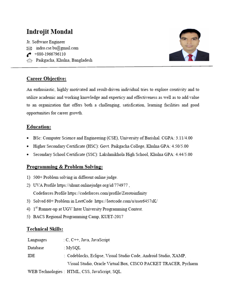 Jr. Software Engineer Resume | PDF | Computer Programming | Java ...