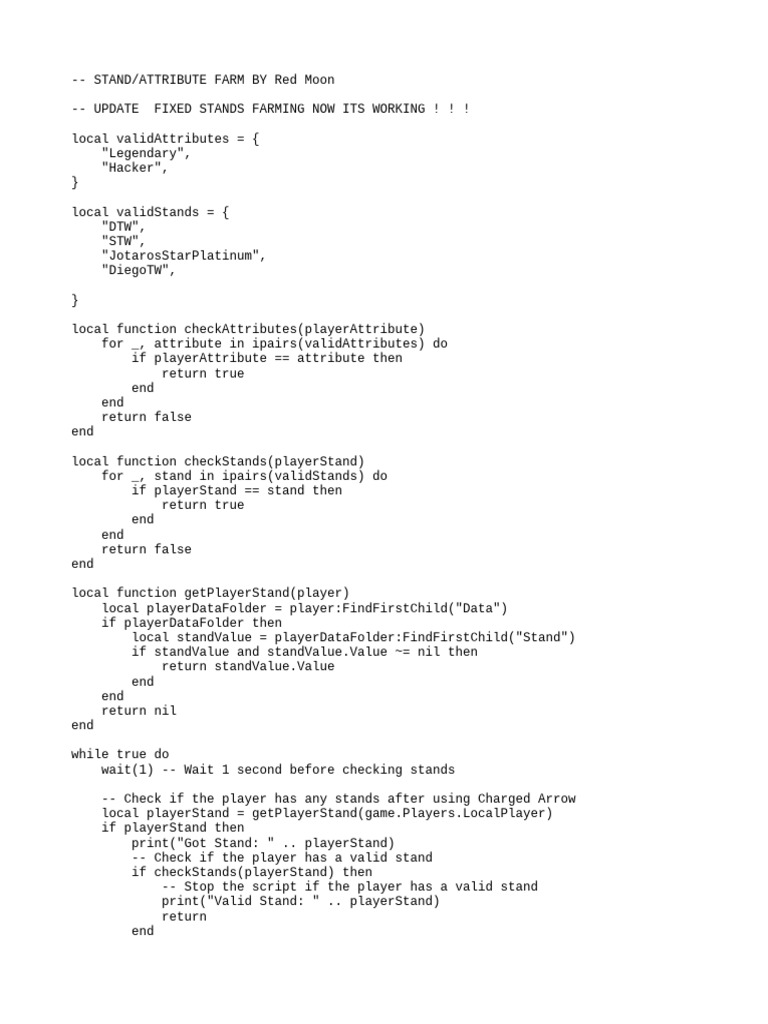 Fixed Stands Farming Script Guide | PDF | Games & Activities | Computers