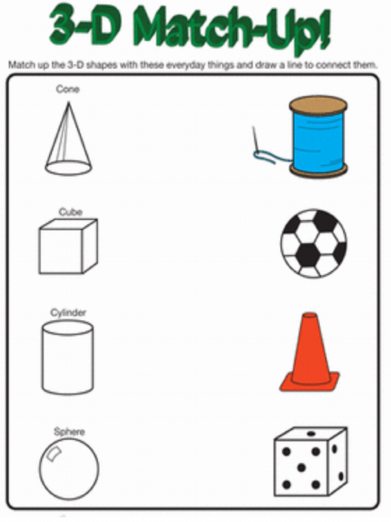 3D Shapes in Real Life Worksheet | PDF