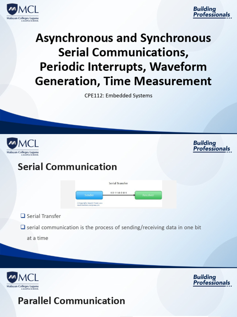 Module 4 - Asynchronous and Synchronous Serial Communications, Periodic ...