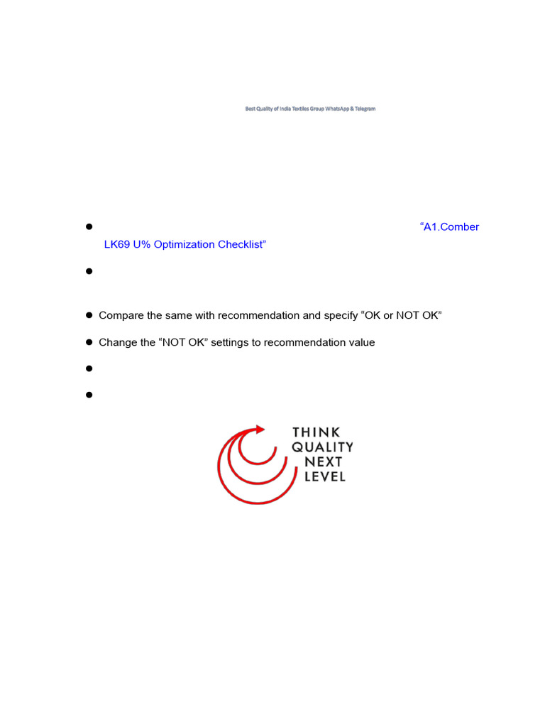 Optimizing Comber LK69 Sliver U% Guide | PDF