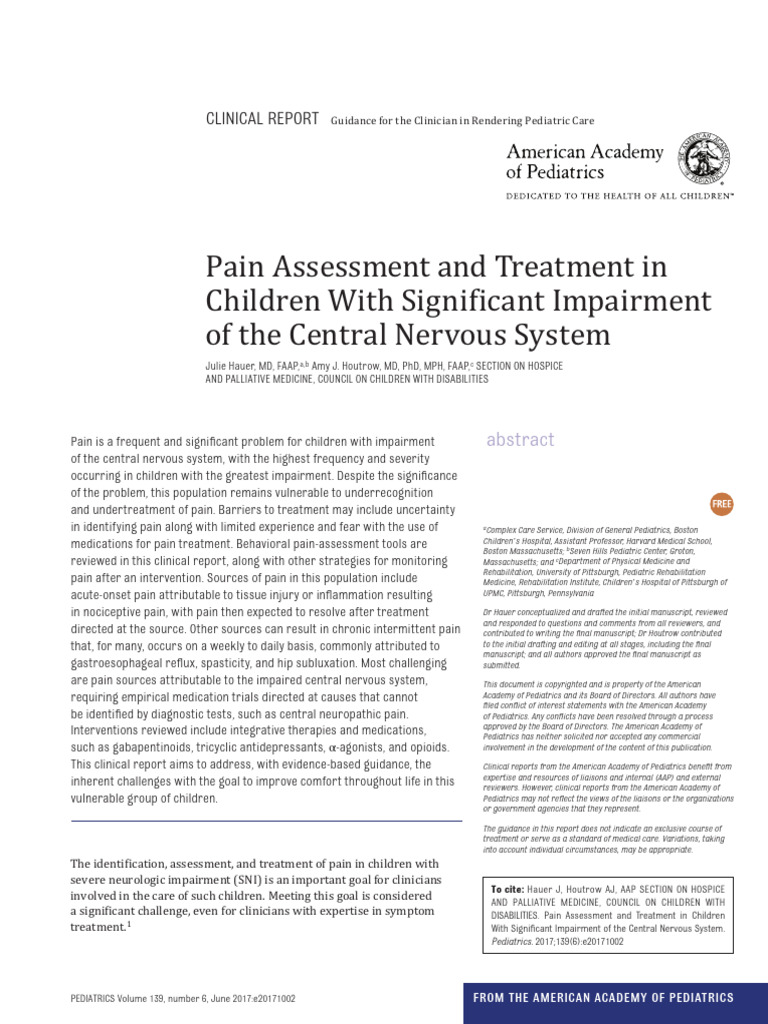 Pain Assessment and Treatment in Children With Significant Impairment ...