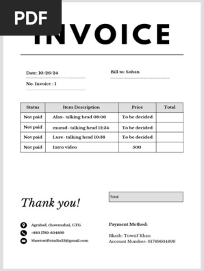 Gray and Black Generic Service Invoice