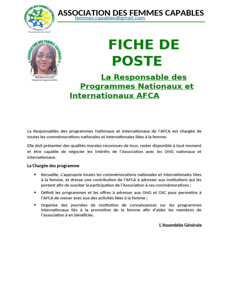 Responsable des Programmes AFCA | PDF