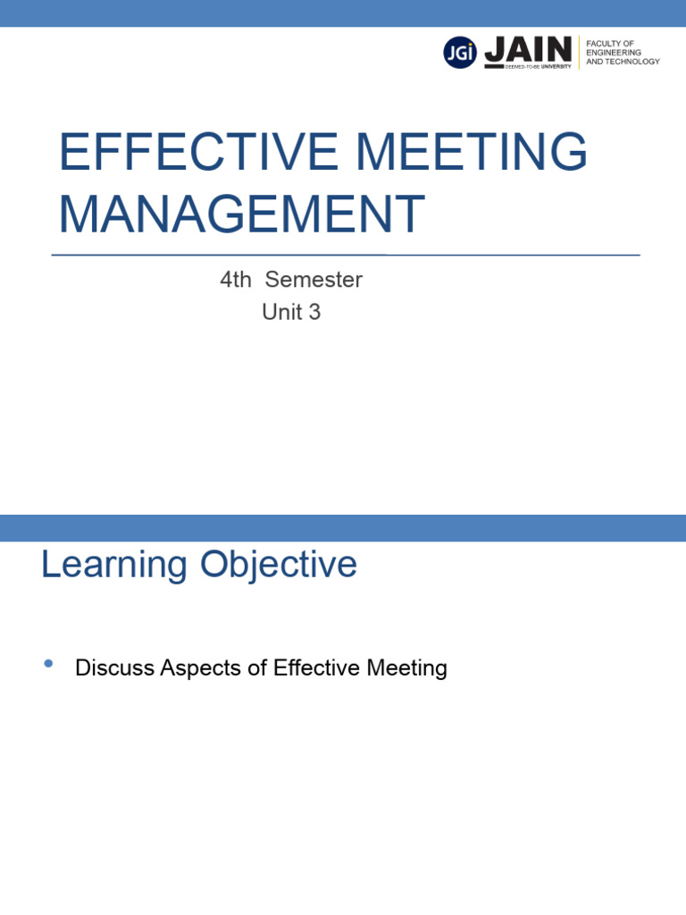 Effective Meeting Management Guide | PDF | Human Communication