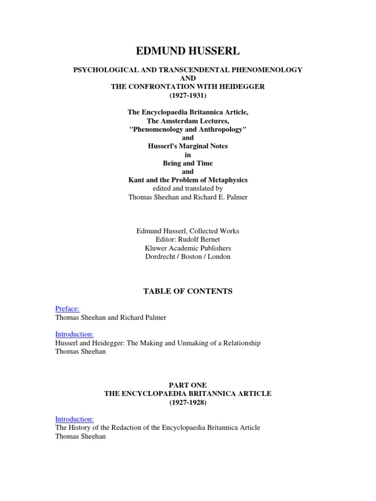 Husserl's Phenomenology and Heidegger | PDF | Edmund Husserl | Martin ...