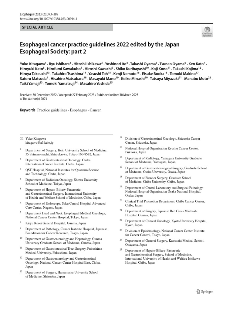 Japanese Esophageal Cancer Guidelines 2022 | PDF | Esophageal Cancer ...