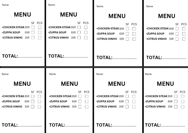 Repeated Menu with Chicken Steak | PDF