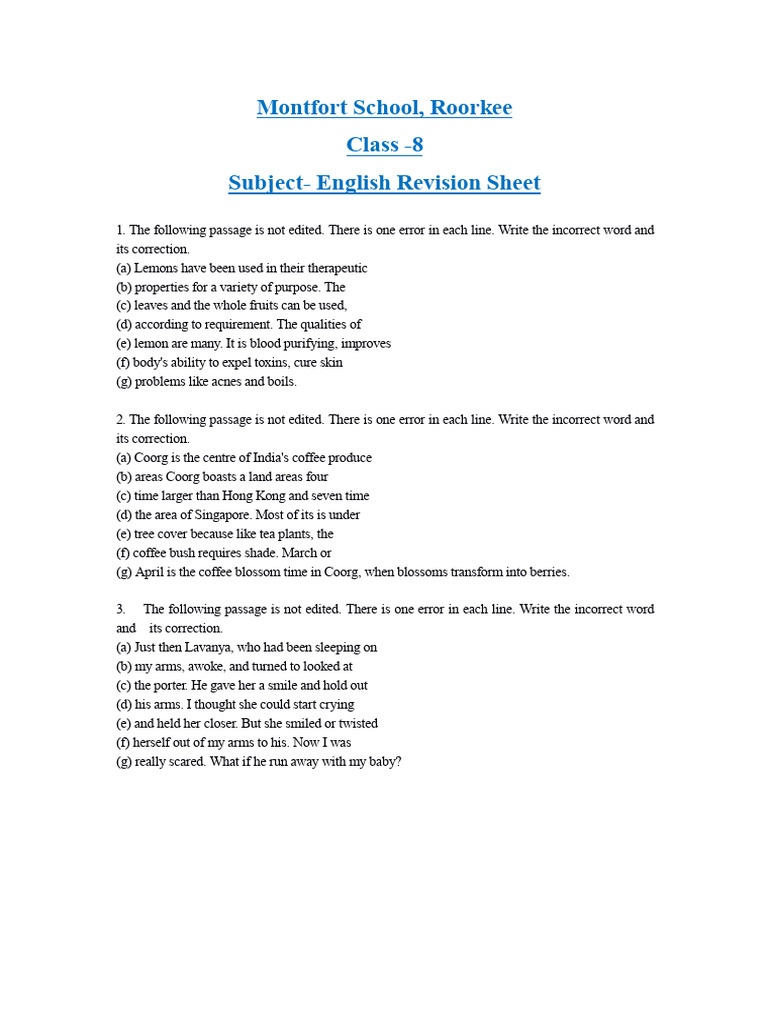 Worksheet Class 8 Hy Pdf Language Arts Discipline