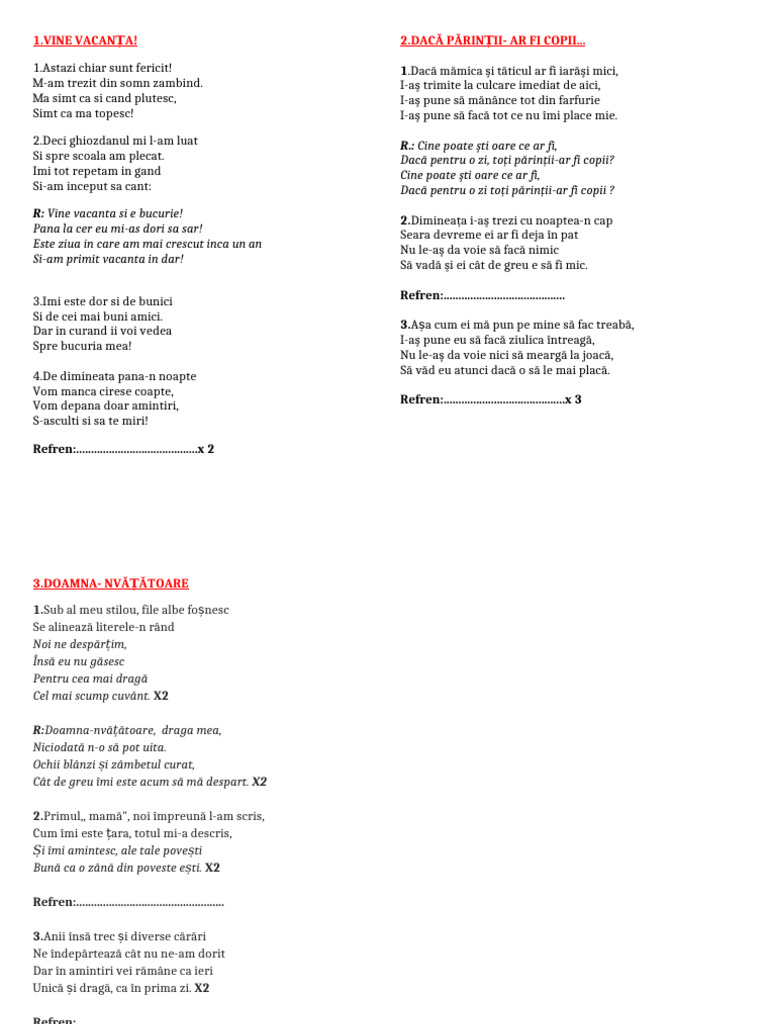 Versuri Cantece 2024 | PDF