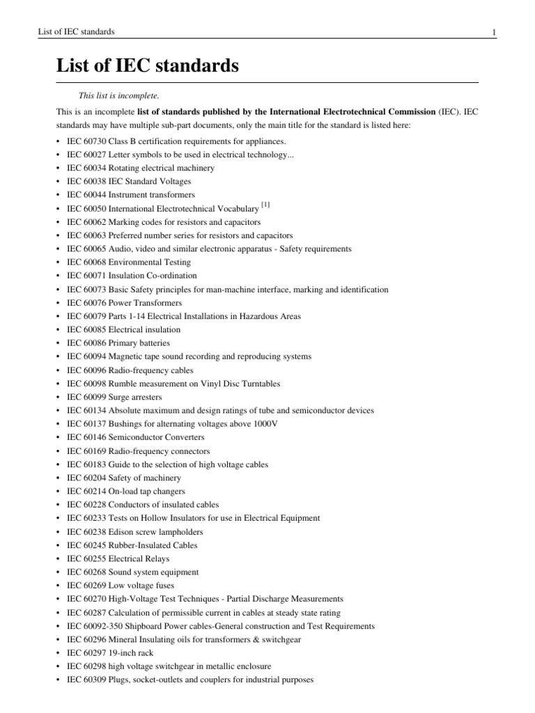 List of IEC Standards PDF International Electrotechnical Commission Photovoltaic System