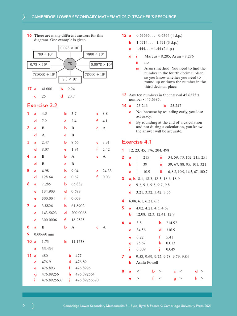Cambridge Math 7 Teacher's Guide | PDF | Mathematics | Arithmetic