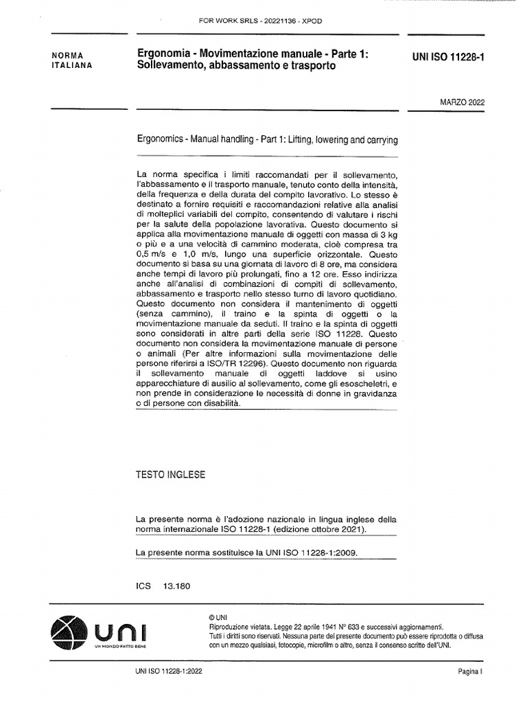 Norma Uni Iso 11228-1-2022 | PDF