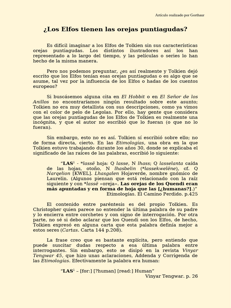 ¿Los Elfos tenían las orejas puntiagudas? | PDF | J. R. R. Tolkien ...