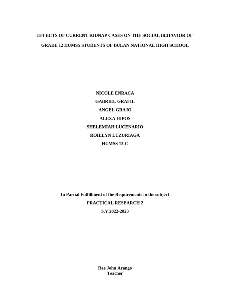 Kidnapping Pdf Sampling Statistics Psychological Trauma
